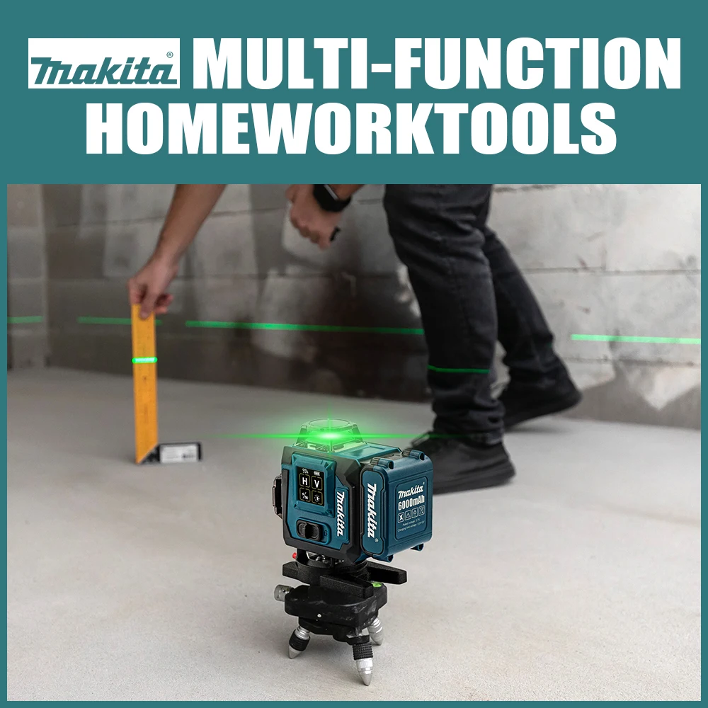 Makita Green Laser Level: 16 Lines, Self-Leveling & Manual Modes, 8H Runtime for Construction & Layout Work