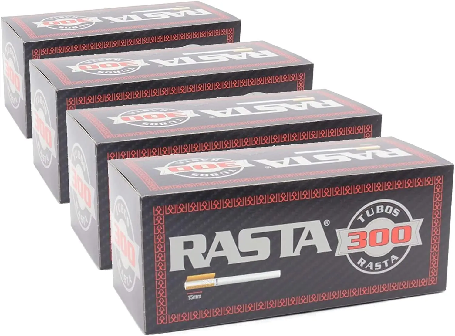 Krown Rasta 4 x Caja - 300 Tubos Vacíos para Cigarrillos (Total 1200 Tubos)