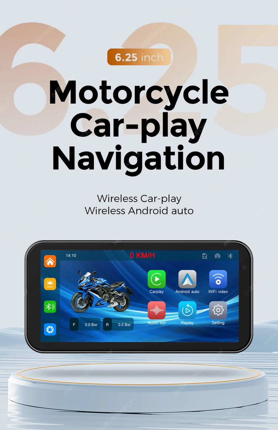 Stock UE screen GPS Navigation Motorbike thread CarPlay Android self Double Bluetooth waterproof touch screen Monitor with dual DVR camera to P recorder Motorbike accessories