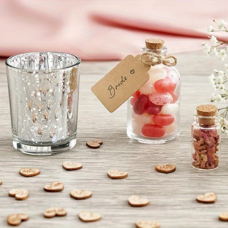 12Set Mini Glass Jars with Cork Stoppers Glass Bottles, Wishing Bottles with Personalized Label Tags and String, Wedding Gift