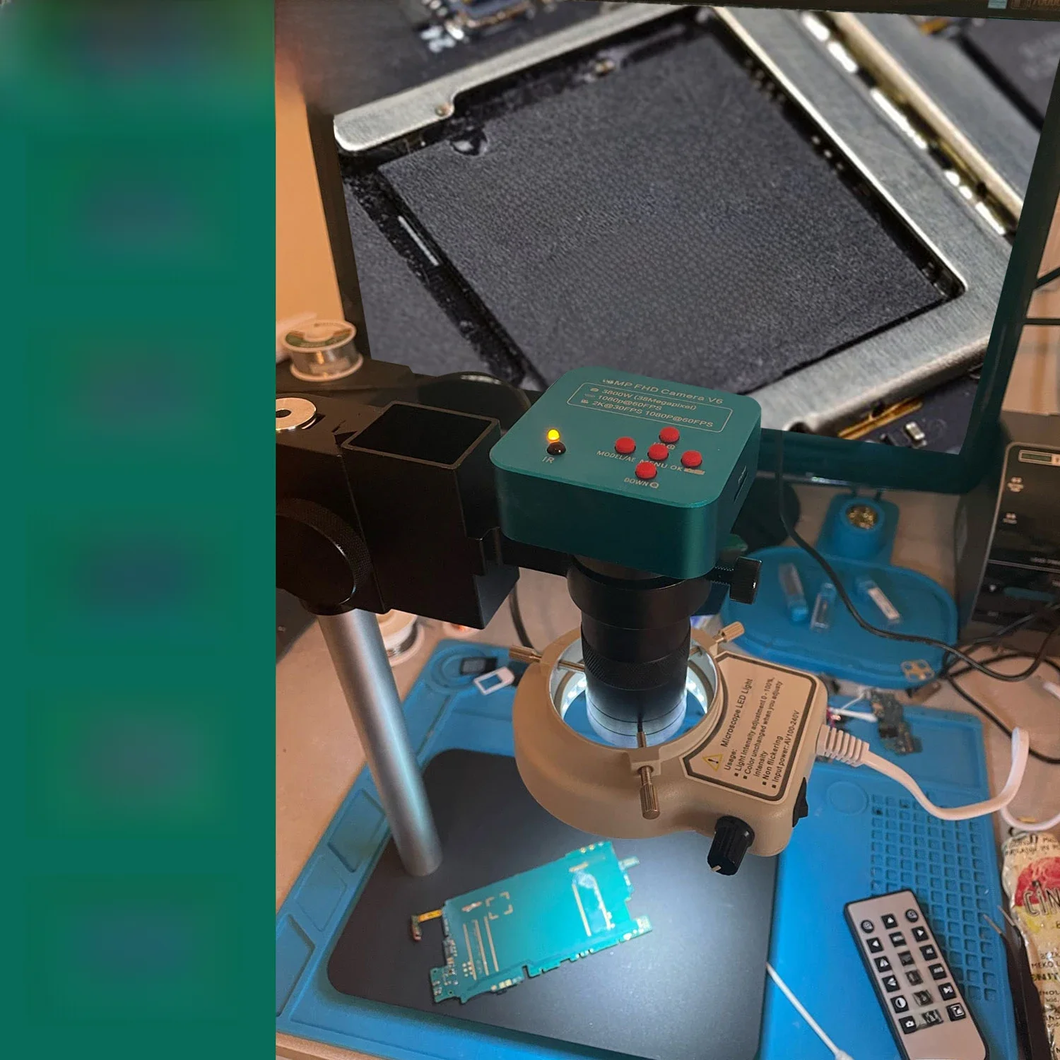 YIZHAN 2K Mikroskop lutowniczy HDMI USB 130X Obiektyw z mocowaniem C 38MP Nagrywanie wideo Zdjęcia Pomiar do naprawy PCB Zagęszczona metalowa podstawa — zdjęcie 2