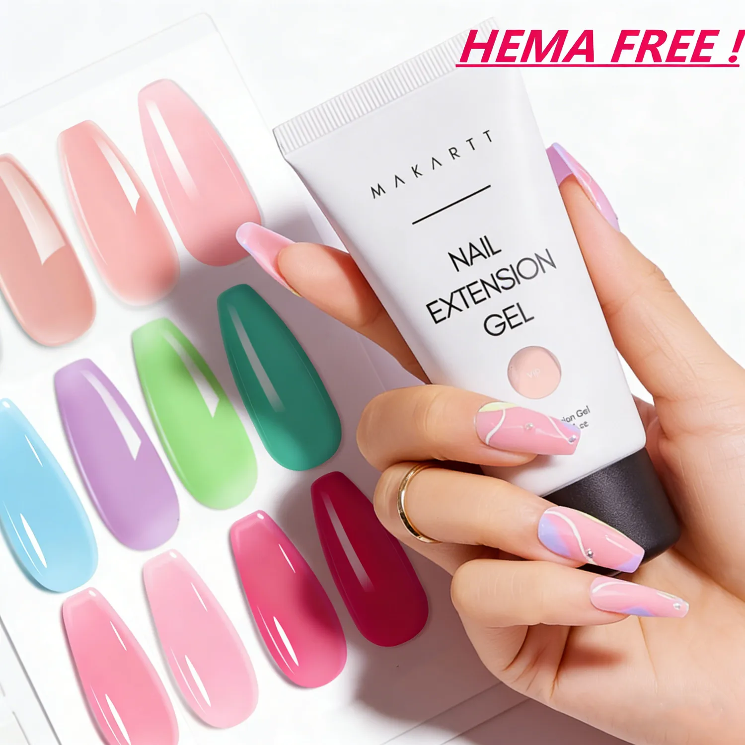 

Makartt Poly Гель для наращивания ногтей 50 мл Гибридный гель Розовый Прозрачный Белый телесный акриловый гель Модный лак для дизайна ногтей Маникюр УФ-светодиодный строитель