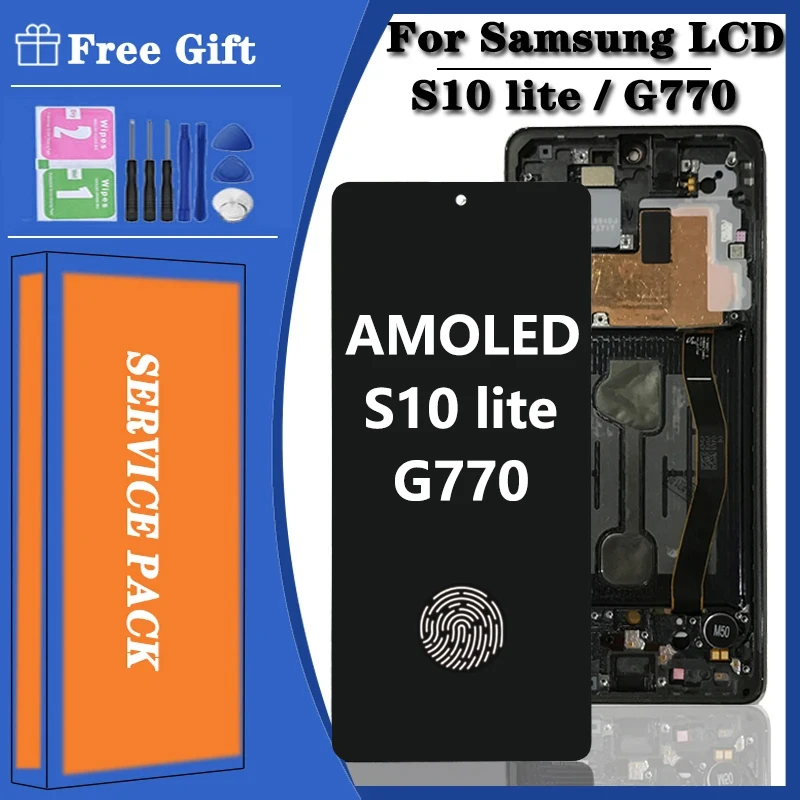 Super AMOLED S10Lite Display For Samsung S10 Lite SM-G770F/DS SM-G770F LCD Touch Screen Digitizer Assembly Repair Part