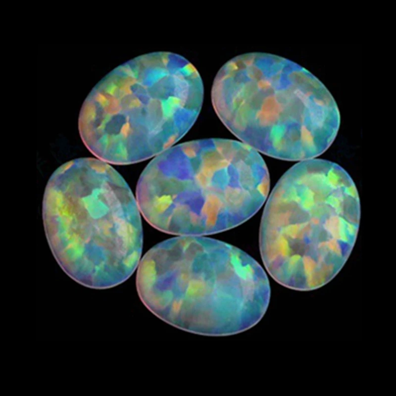 Pretty Opal Loose Gems 10×14mm Natural Oval Shape Flat Base Cabochon Opal Stones Precious Gems Beads For Jewelry Making