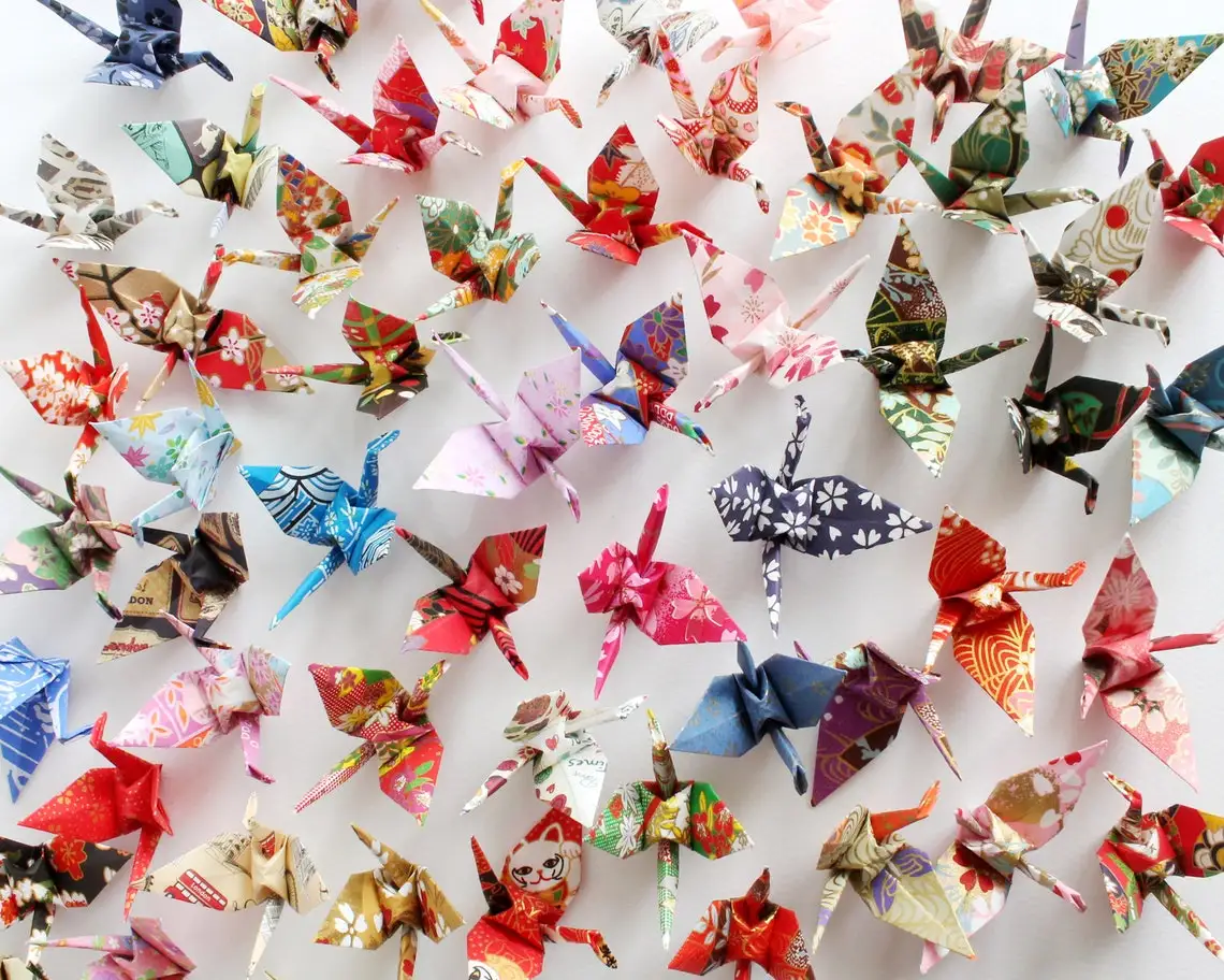 50PCS or 100PCS Wholesale Folded Origami Washi Paper Cranes Premade Bird DIY Handmade Mother's Day Home Party Decorations