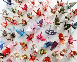 50 sztuk lub 100 sztuk hurtowych składane Origami Washi papieru dźwigi Premade ptak DIY Handmade dzień matki dekoracje na przyjęcie domowe