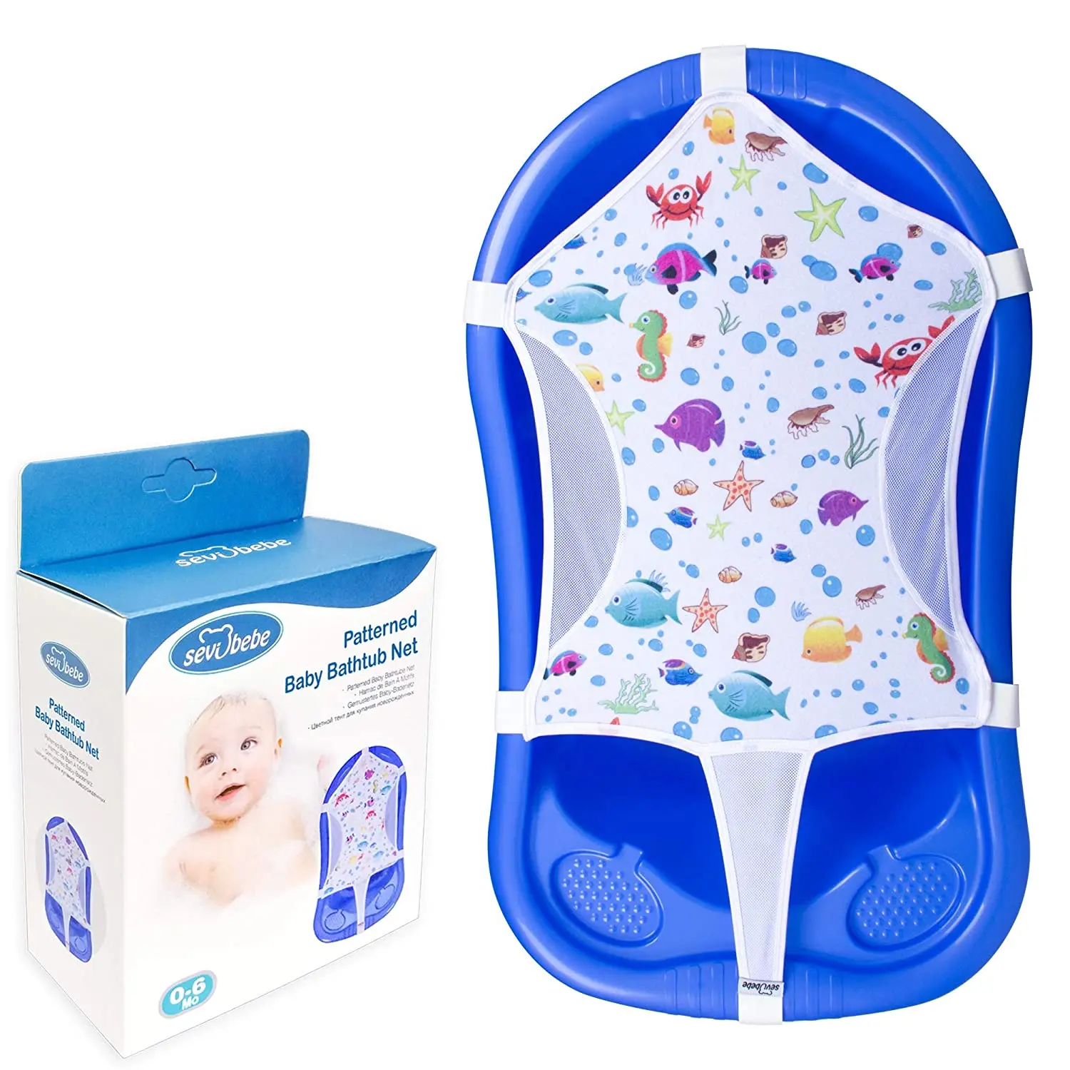 

Baby Bath Seat Support Net, Patterned Bath Net with Six Safety Support Corner, Bathtub Shower Mesh, Premium Quality Bath Sling .