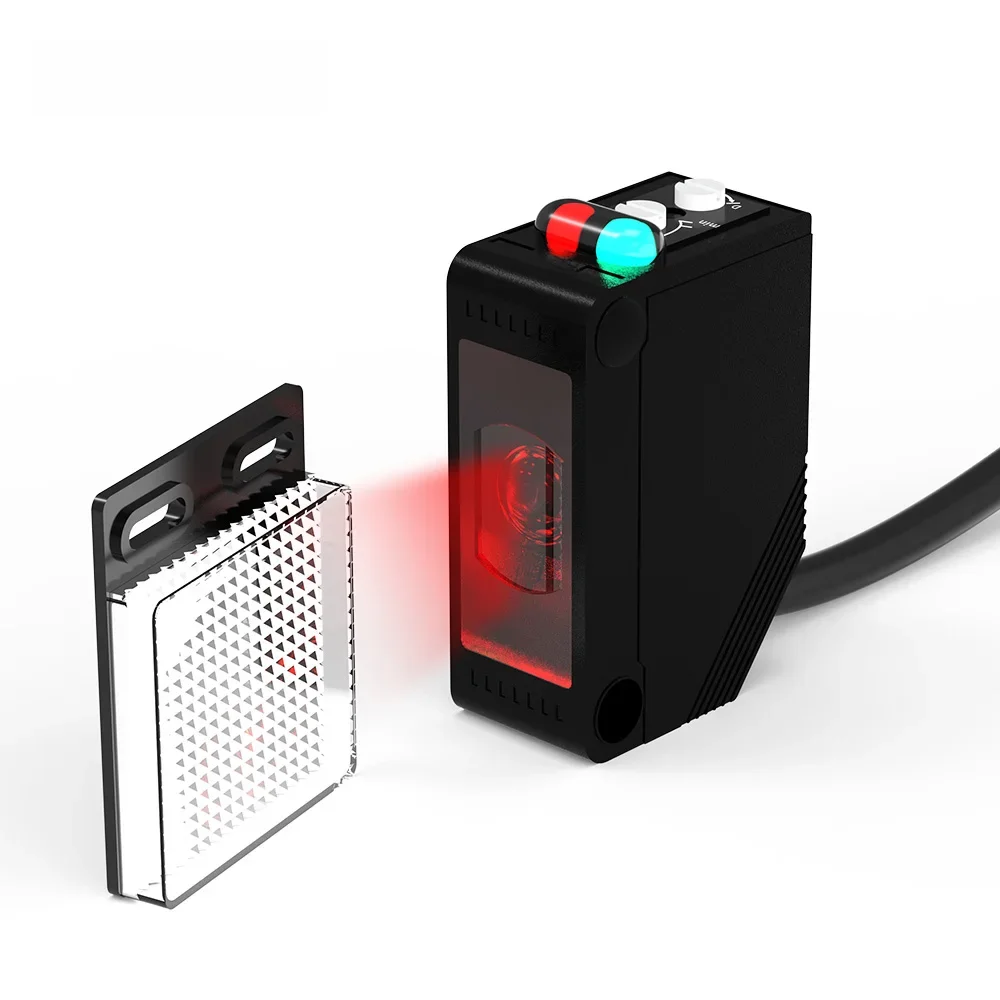 GTRIC E3Z-B61 czujnik fotoelektryczny odblaskowy odległość wykrywania 4M NPN PNP10-30VDC kwadratowy przełącznik fotoelektryczny ze wspornikiem — zdjęcie produktu 7