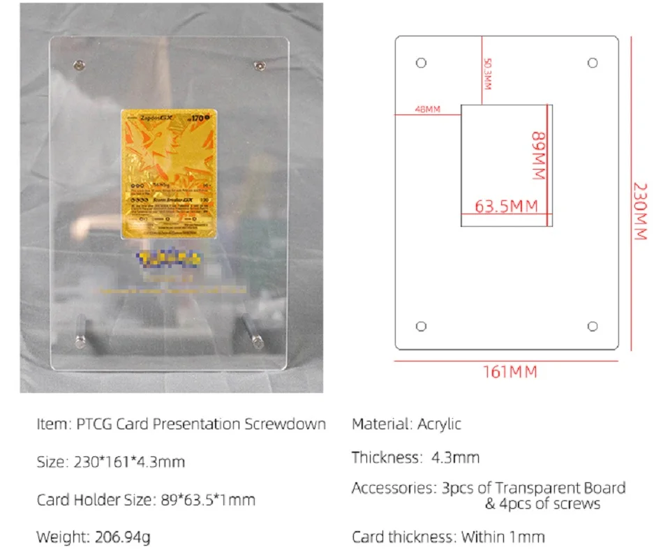 Screwdown Card Holder Case Display UV Protection Acrylic Clear Transparent Trading Game Cards Protector