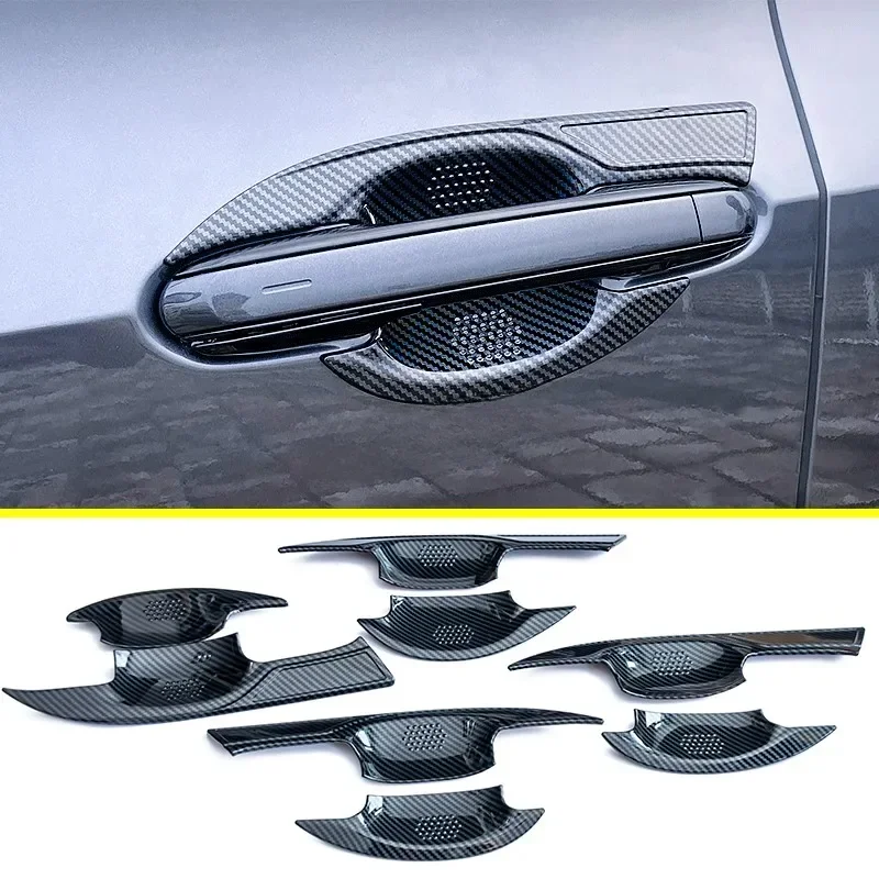 Carbon Fiber Car Exterior Door Handle Covers & Bowl Cup Protector Trim For 2022-2024 Lexus NX 250 350 350h 450h+