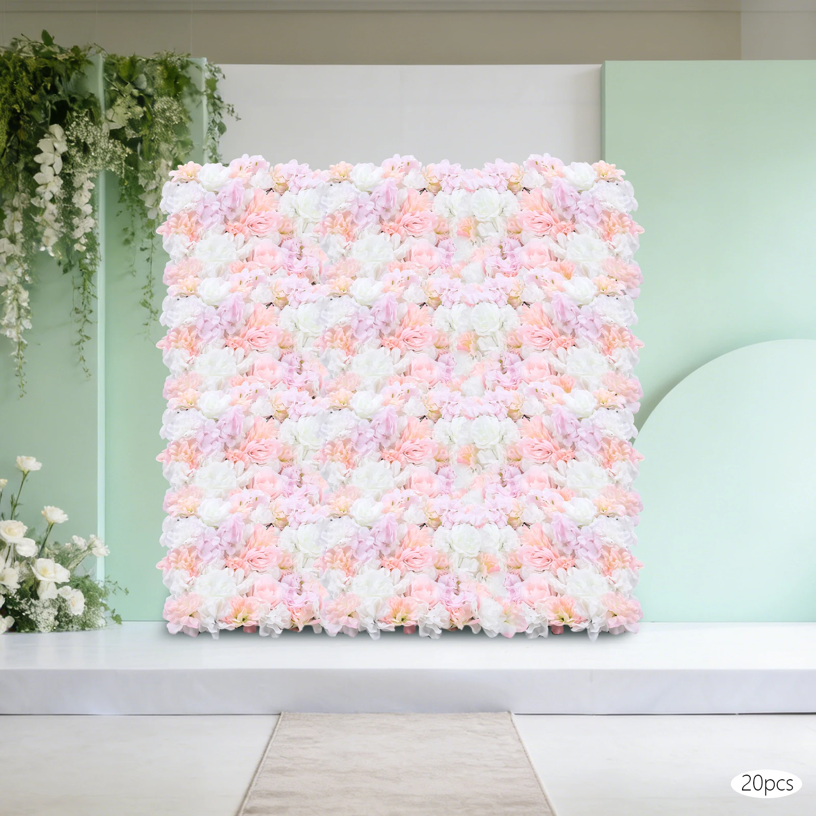 20 Stück Blumen-Wandhintergrund für Hochzeit, 15,74 x 23,62 Zoll, florale Rose, Wandpaneele, Party-Event-Hintergrund, Brautparty-Dekorationen – Detail 3