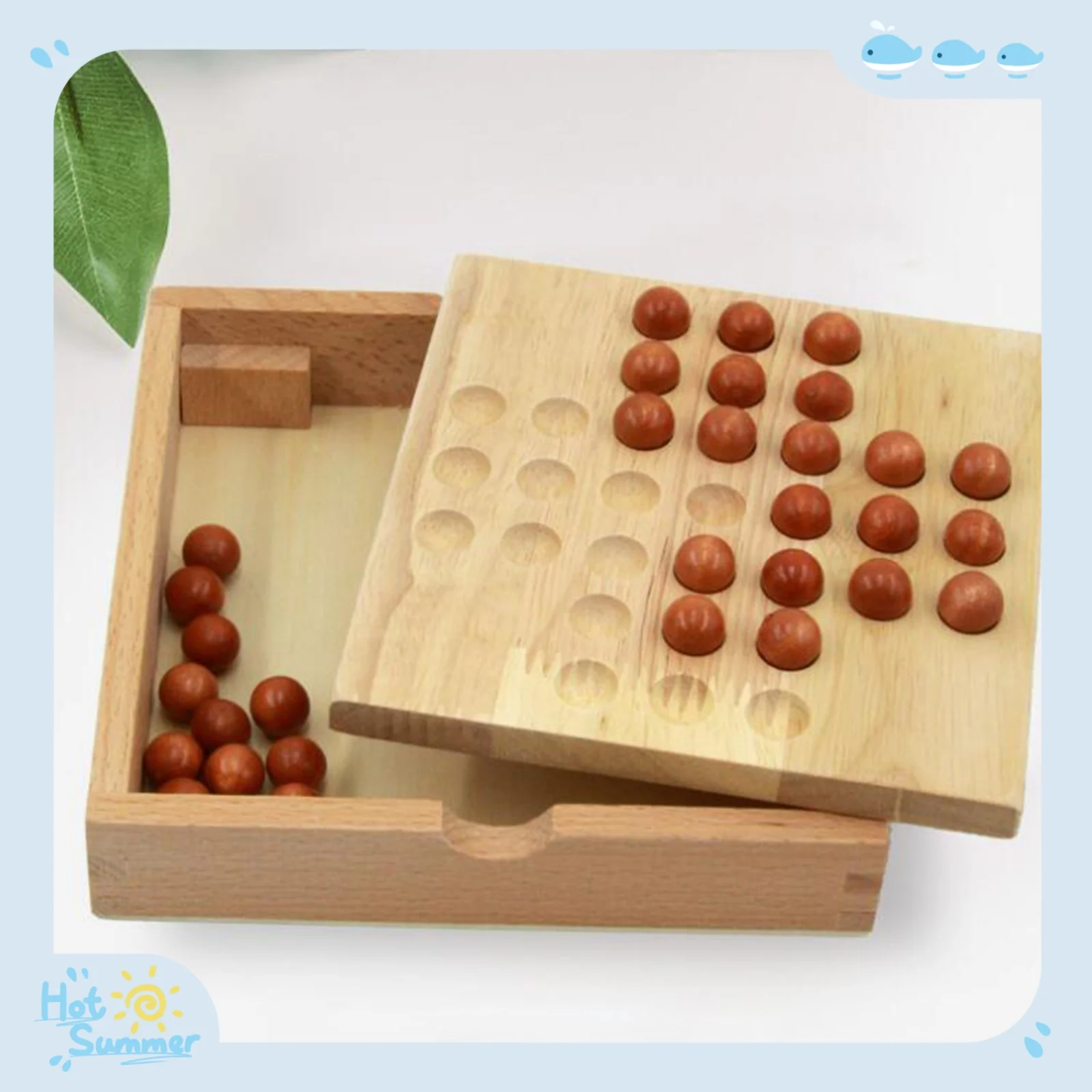 

Classical Peg Solitaire Board Game with 33 Marbles for Teens Adults Kids Wooden Brain Teaser Puzzle Strategy Game Travel Size