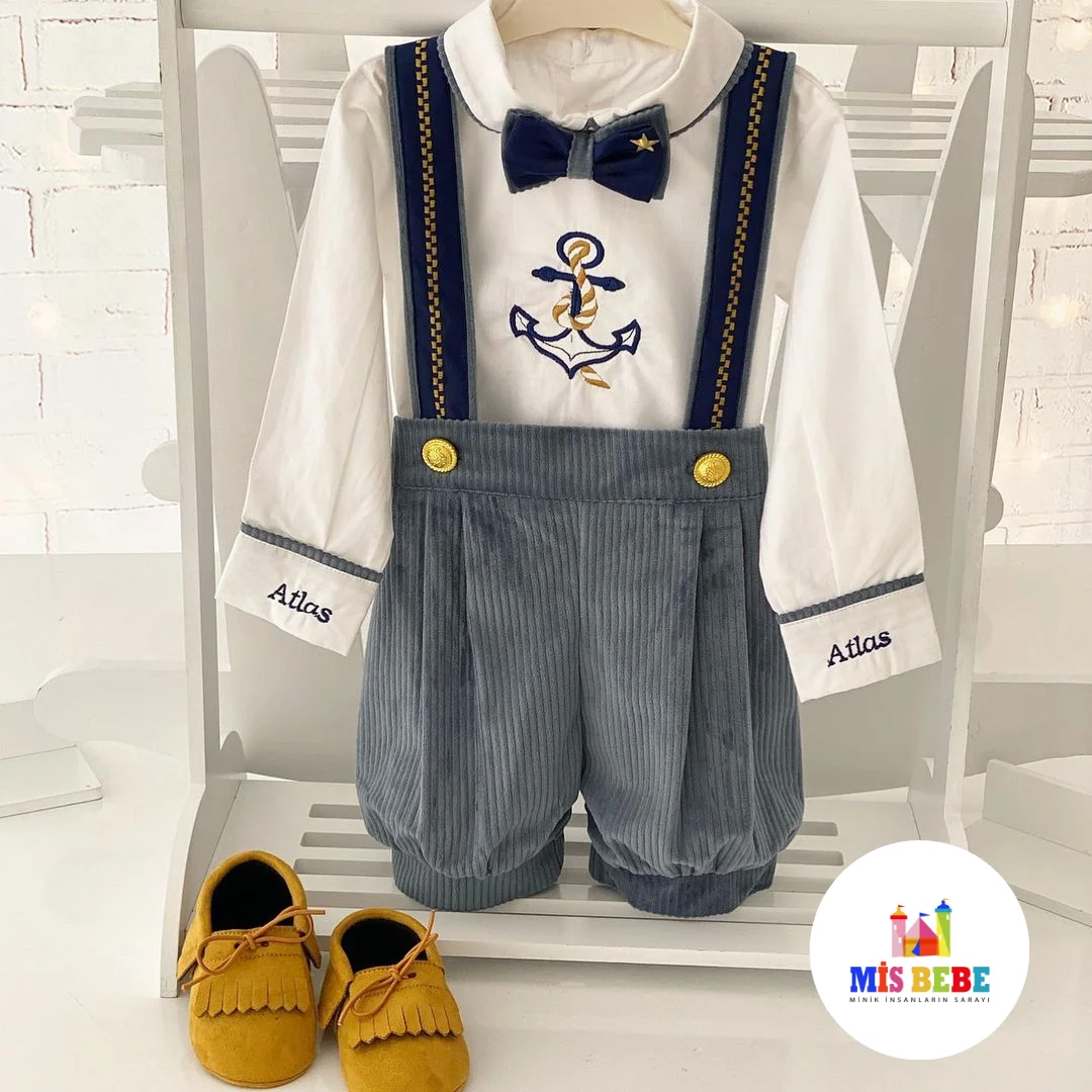 Baby Boy Clothes Summer Cotton Formal Romper Gentleman Tie Outfit Newborn One-Piece Clothing Handsome Button Jumpsuit Party Suit