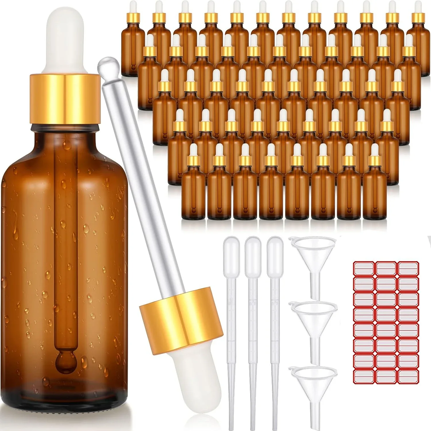 Bouteille goutte en verre ambré de 5ml ~ 100ml, 1 pièce, bouteille de Pipette de réactif liquide en vrac avec compte-gouttes pour huile essentielle d'aromathérapie