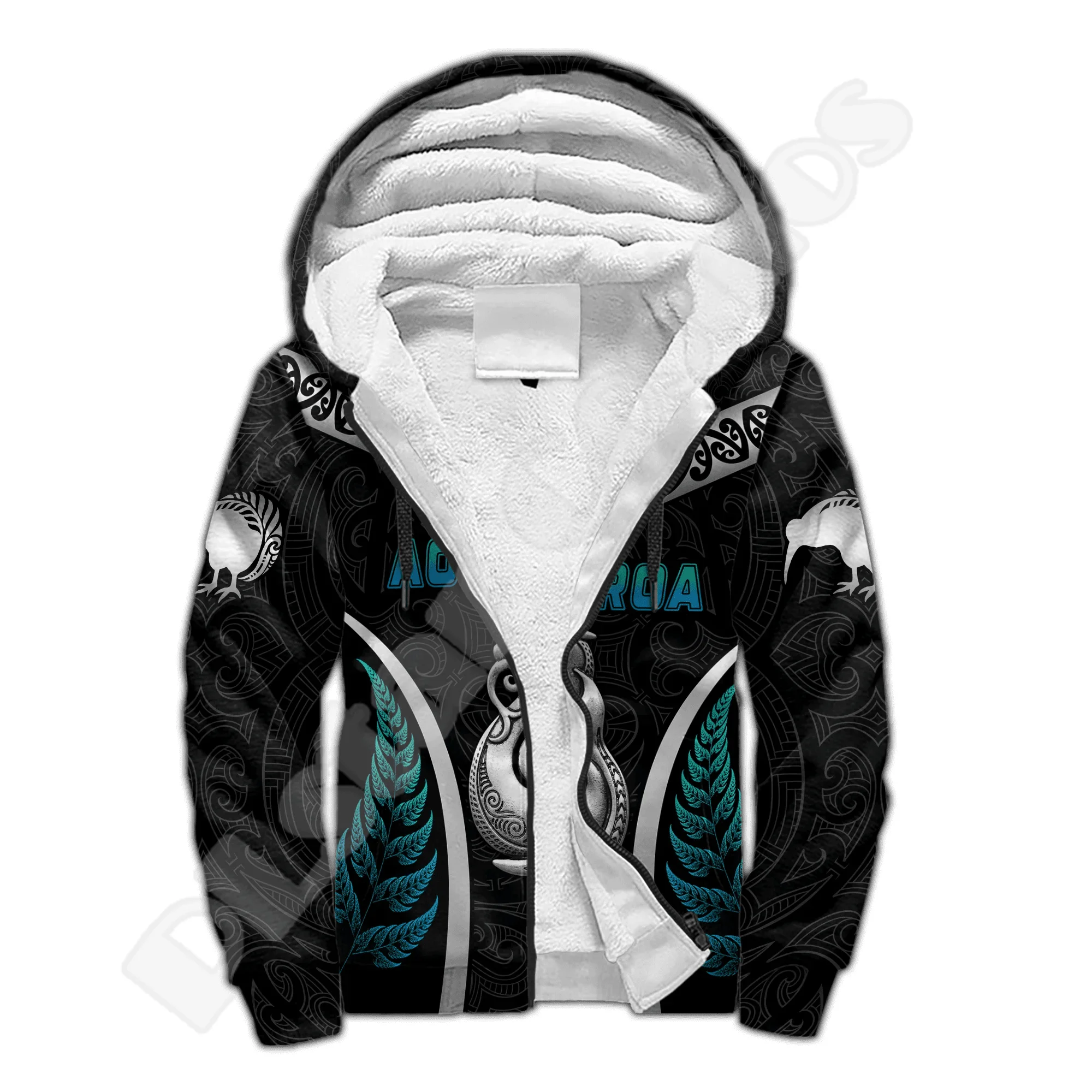 Casaco de lã quente com Zip Hoodies, bandeira do país, nome personalizado, Nova Zelândia, Aotearoa, tatuagem maori, 3DPrint, casaco de Harajuku, outono e inverno