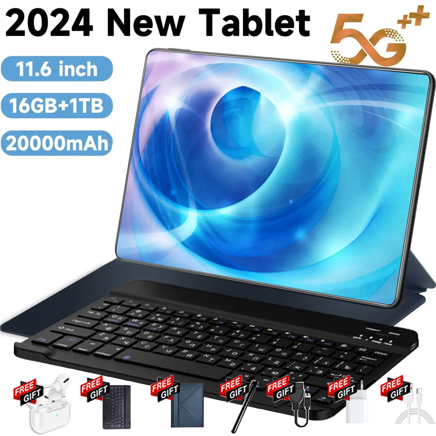 2024 5G nuovissimo Tablet Android 11.6 da 13.0 pollici 20000mAh 16GB RAM 1TB ROM Wifi 14 Core Tablet rete PC globale