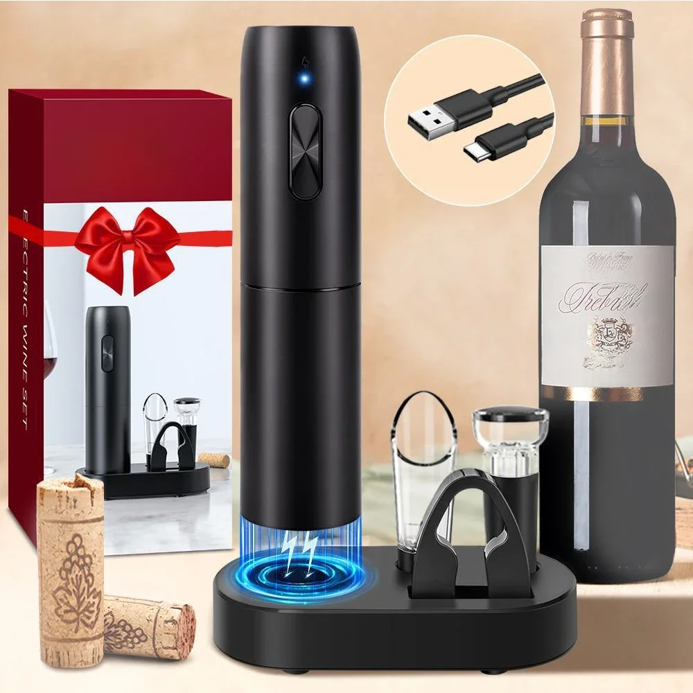 Abridor De Garrafa De Vinho Elétrico Com Base De Carregamento, Saca-rolhas Automático, Ferramentas