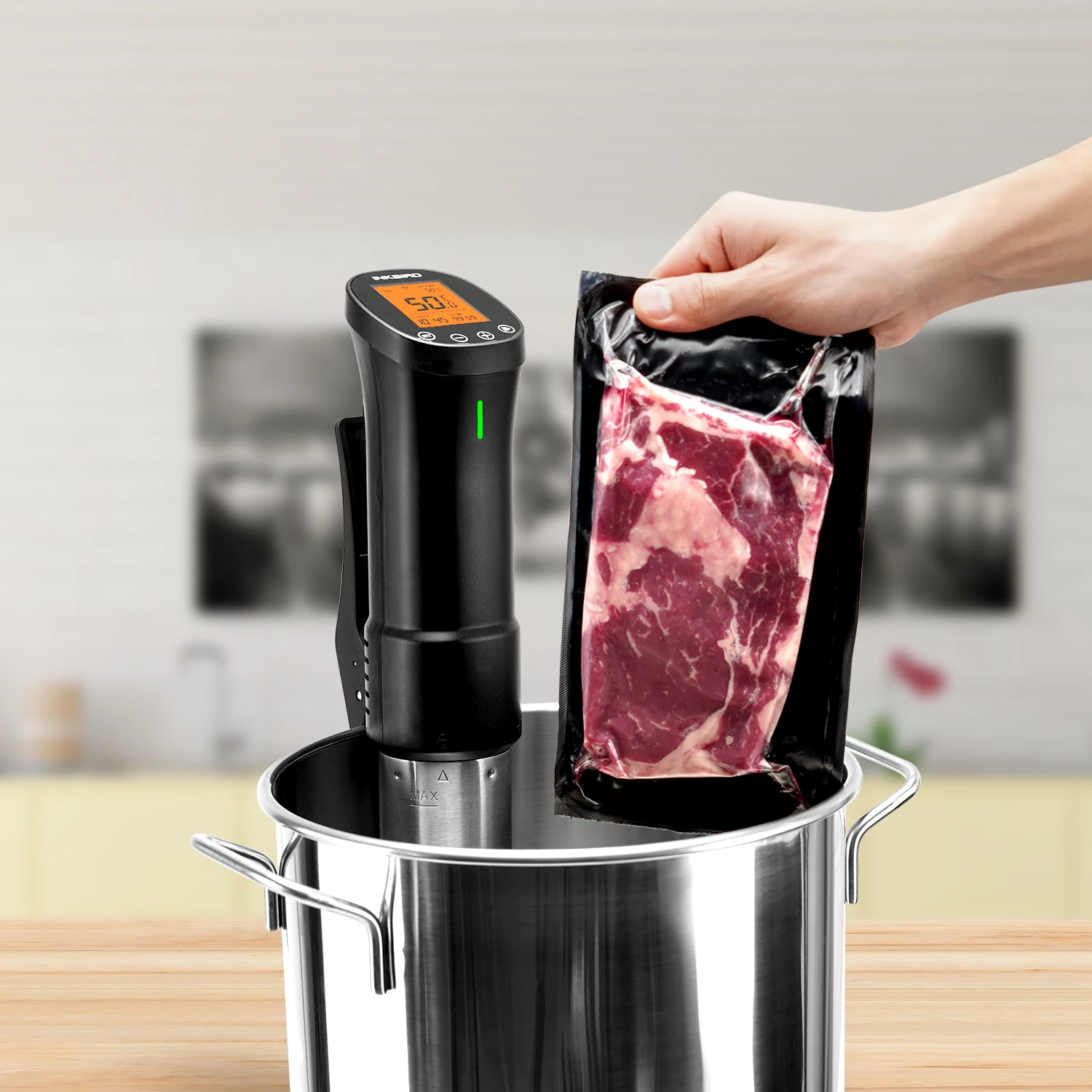 INKBIRD الطهي Sous Vide ISV-200W واي فاي طباخ دقيق قوي ودائم الغمر المروج مع مكونات الفولاذ المقاوم للصدأ