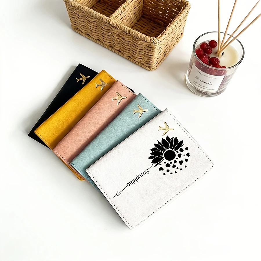 

Sunflower Heart Passport Holder with Custom Name, Lightweight Foldable Pouch for Cards & Documents