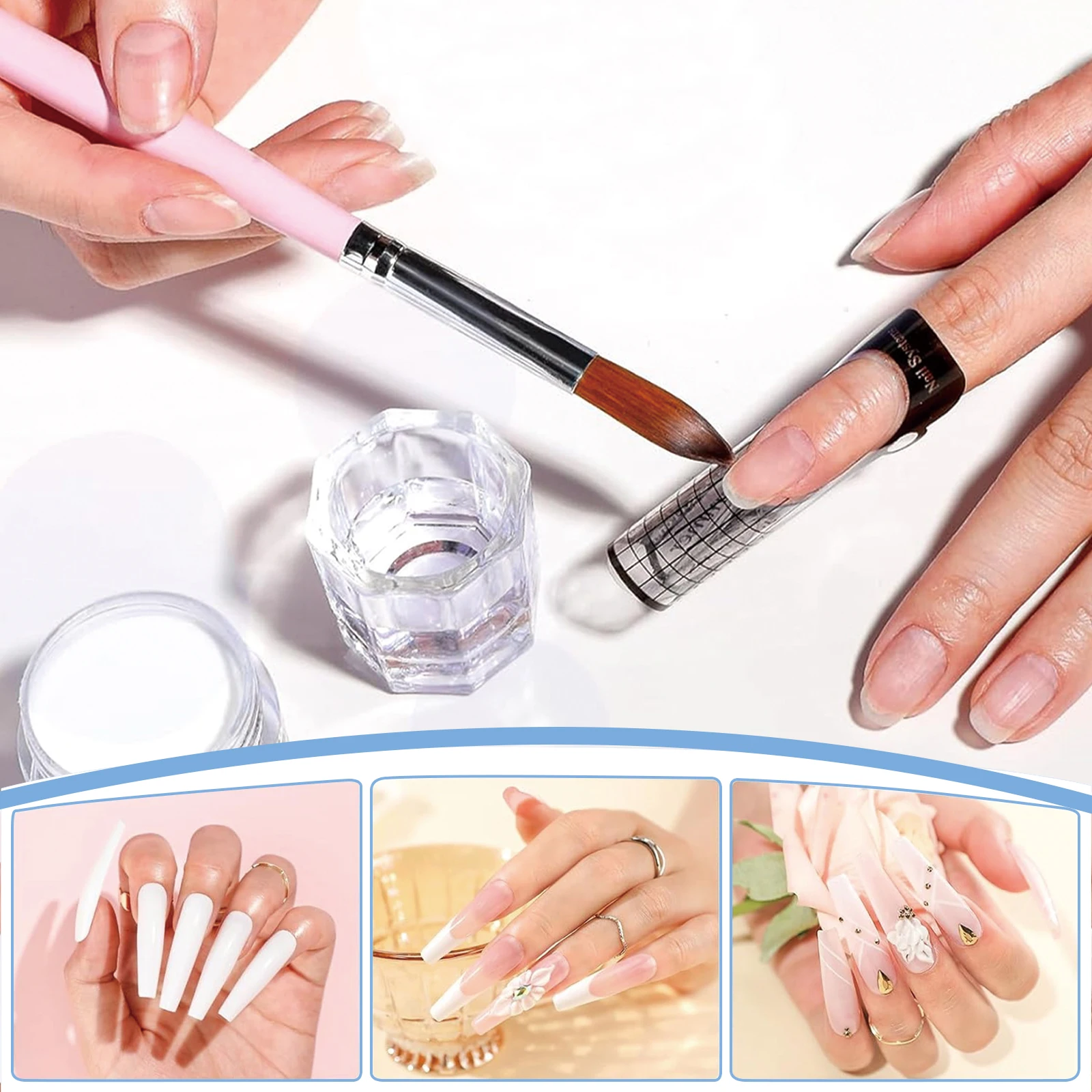 Honey Joy Acrylic Nail Powder Pink White Clear Professional Acrylic Powder for Nails Extension Carving French Crystal Nail Art