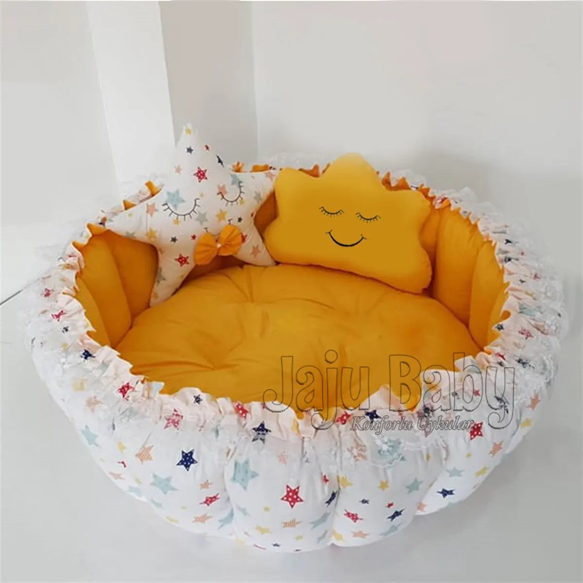 

Handmade Mixed Star Yellow Retractable Play Mat Baby Nest