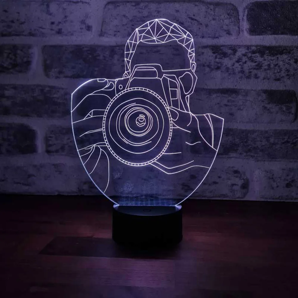 Photographer Gift 3D Illusion Xmas Christmas Party Home Decorations Anime Night Acrylic LED Lamp Neon Signs Wedding Decorations