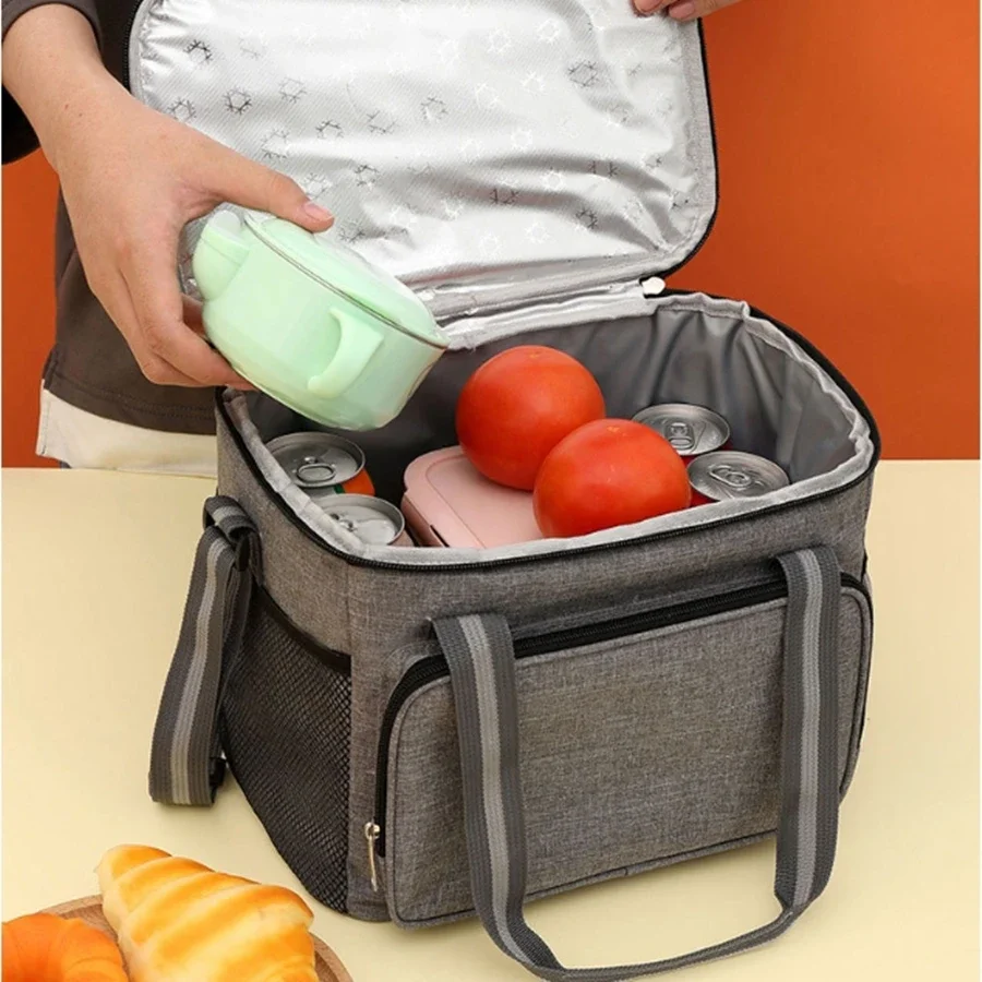 15L Draagbare Thermische Lunchtas Voedseldoos Duurzaam Waterdicht Kantoorkoeler Lunchbox Ijs Geïsoleerde Case Camping Oxford Dinertas - afbeelding 2