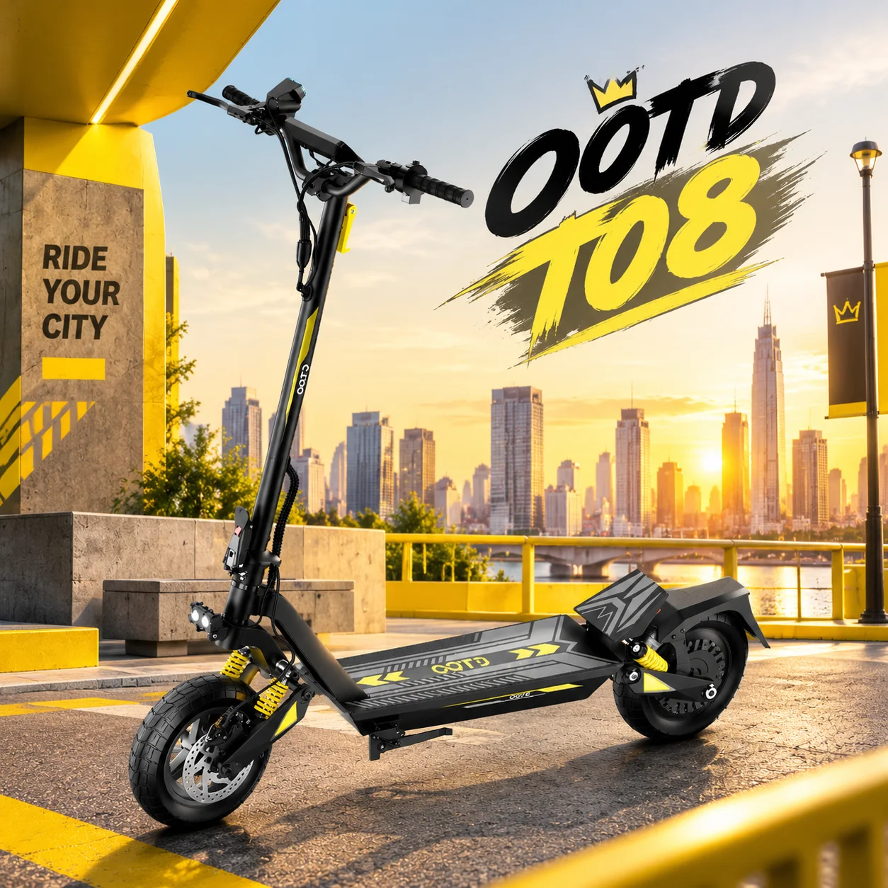 Patinete eléctrico todoterreno OOTD T08, motor de 900 W, neumáticos de 10 pulgadas, suspensión delantera y trasera, batería de 48 V y 13,5