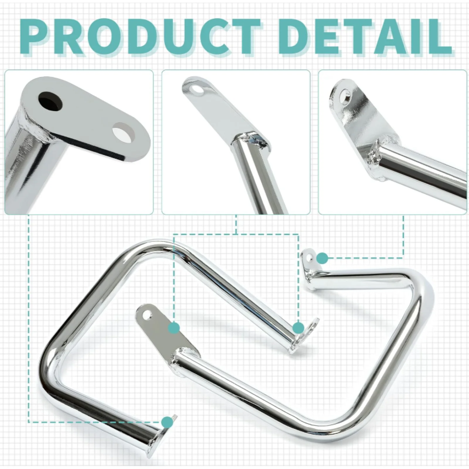 Chrome Engine Guard Highway Left Right Crash Bar for XVS650 V-Star 400 650 Classic for Yamaha XVS650 Custom and Classic view 4