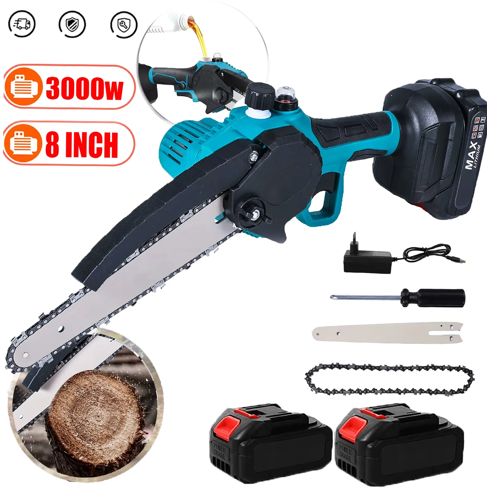 Makita – scie à chaîne électrique sans fil de 8 pouces, avec huileur, batterie au Lithium, outil électrique de jardinage pour le travail du bois, batterie 18V