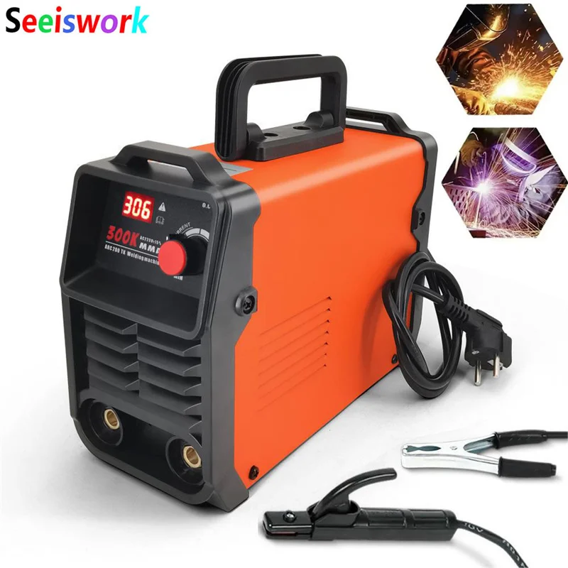 Saldatrice portatile 220V Display digitale LCD Saldatrici Hot Start 300A Saldatrice ad arco con filo portaelettrodo