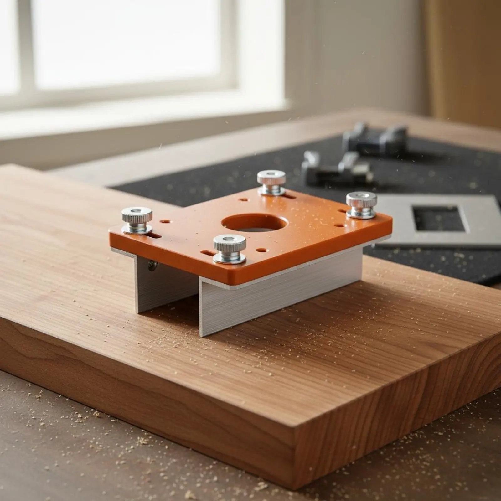 2in1 Carpentry Grooving Positioner Trimmer Router Guide Plate Adjustable Corner Radius Locator Jig for Precise Woodworking Slot
