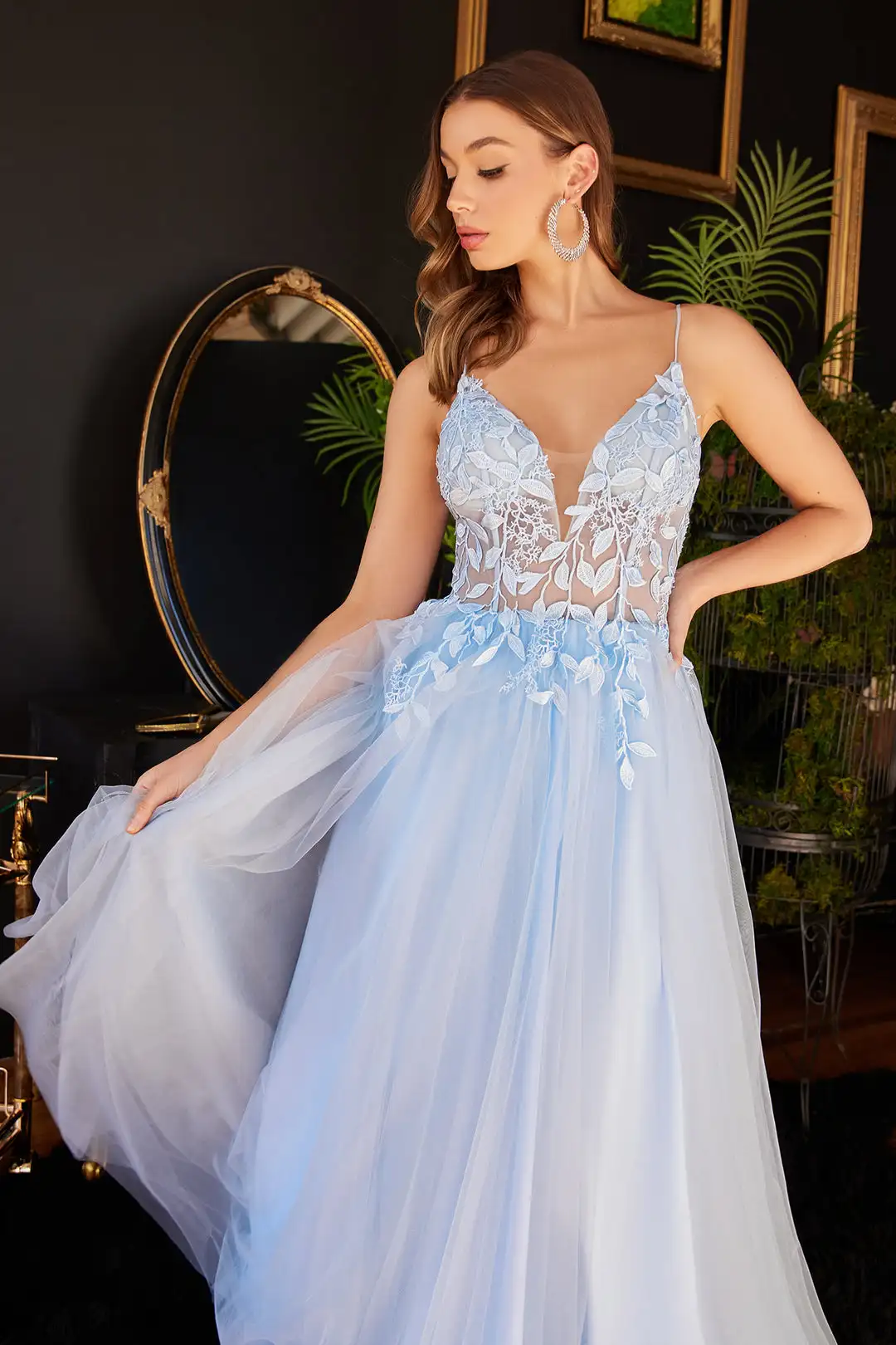 Baby blau A-Linie Vestidos de Novia Spaghetti träger Abschluss ball Kleid Flora 2024 süße Tüll Korsett Spitze Applikationen Embroid فساتين السفرة