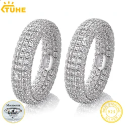 Top Quality Full Diamond Moissanite Rings For Men's Hip Hop Jewelry Sterling Silver 925 Bling Gold Pass Diamonds Test