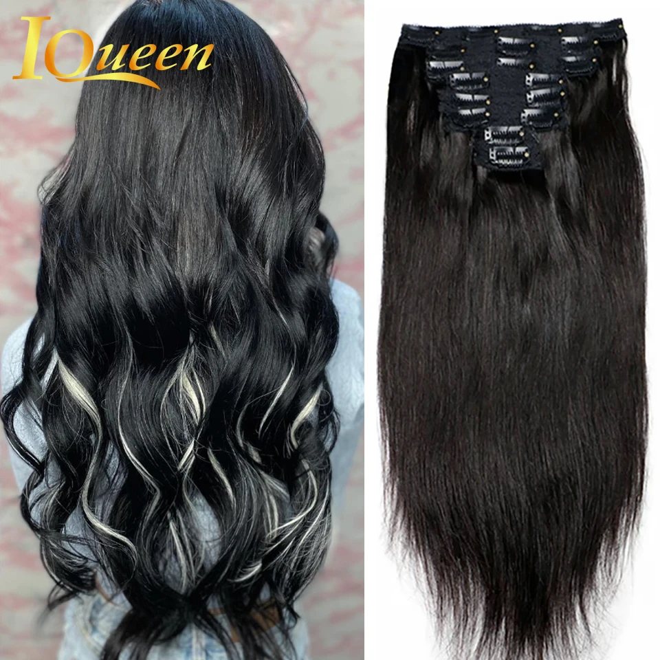 

Straight Clip In Hair Extension Human Hair Brazilian Straight Clip In Extension Full Head Clip Hair Extension for Women 120g/Set