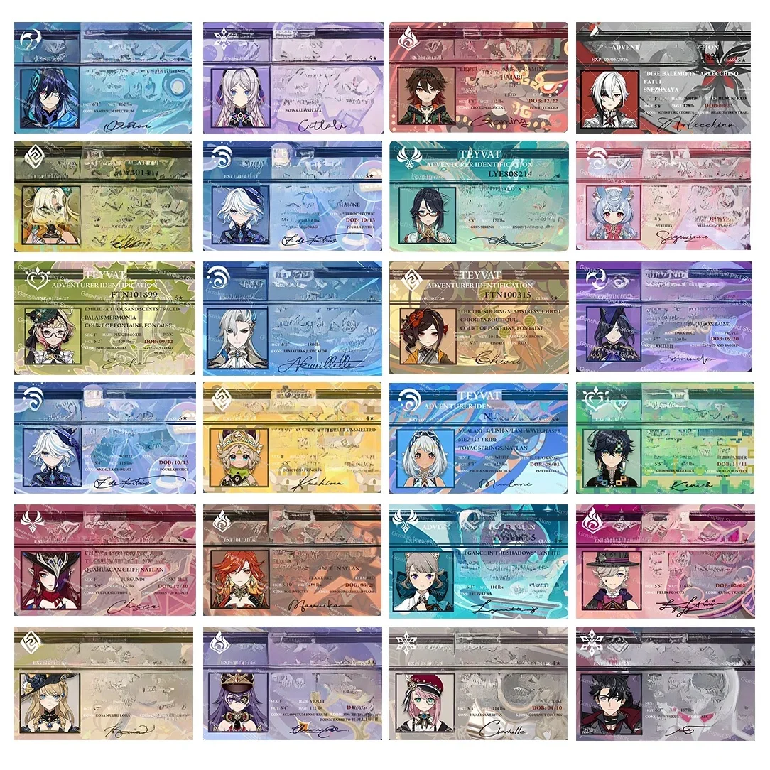 Nouveau jeu figurines d'anime Raiden Shogun étudiant carte d'identité Animation Ryuguji Ken PVC cartes de nom pour les Fans cadeau Cosplay No.53 - No.90