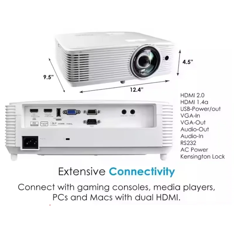 

New For Optoma GT1080HDR Short Throw Gaming Projector 3800 ANSI Lumens Enhanced Game Mode 1080P 120Hz 8.4ms 4K 3D Beamer