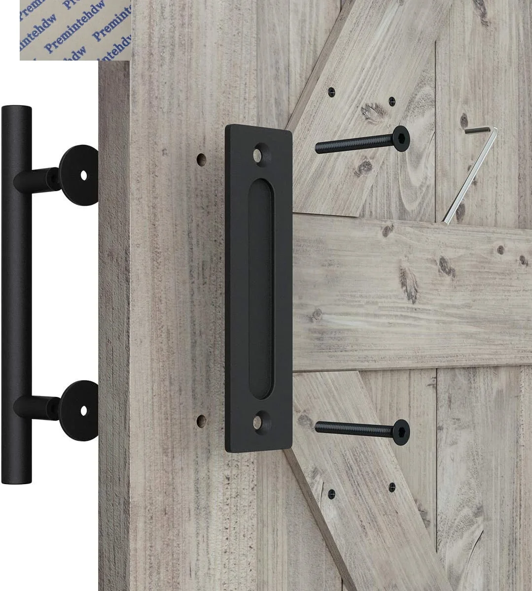 1Piece Rustic Heavy Double Sided Sliding Barn Door Bar Finger Pull Handle Round Square Black Coated Iron Brushed Stainless Steel