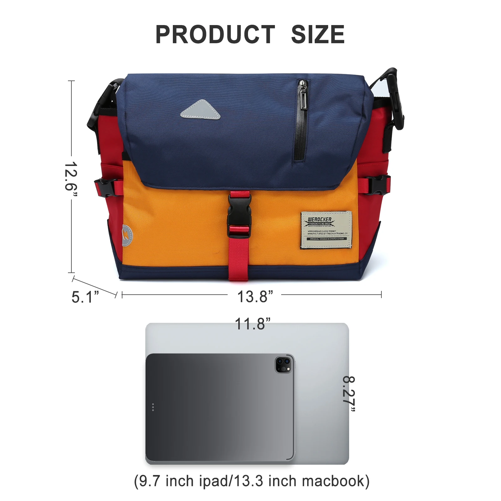 Classic Canvas Messenger Bag, Water Resistant Shoulder Bag Crossbody Bag 13 Inch Laptop Bag for Travel Work College Cycling