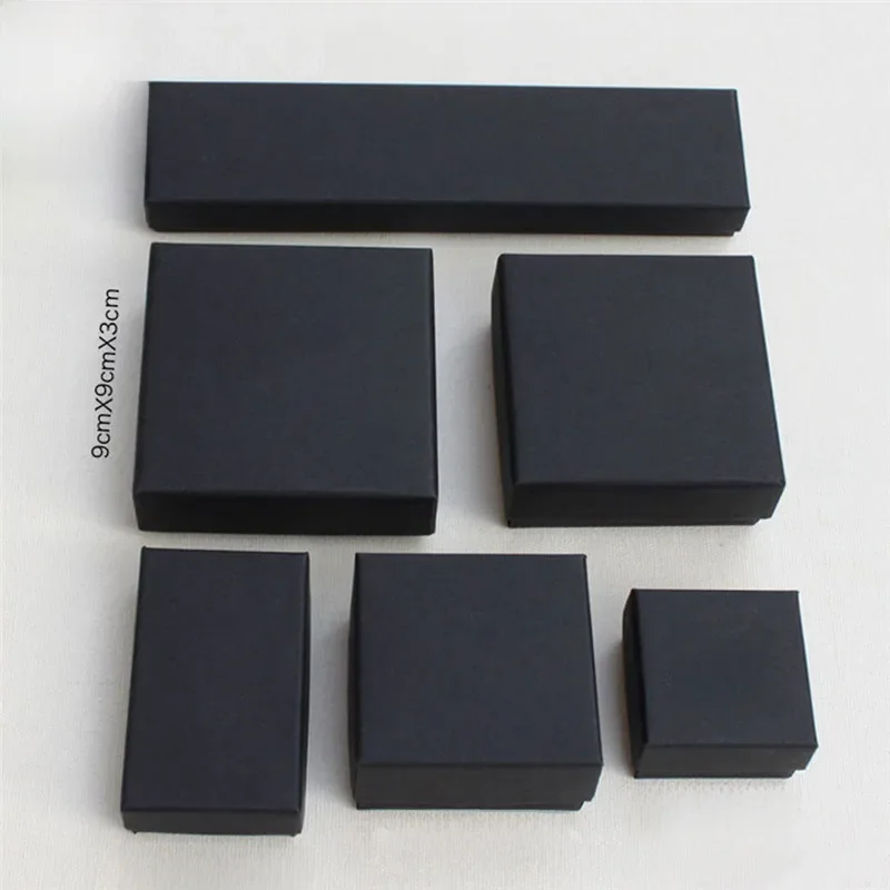 Boîte de présentation de bijoux noire pour fiançailles, matiques, boucles d'oreilles, broches, colliers, bracelets, emballage, cadeaux, 1 pièce