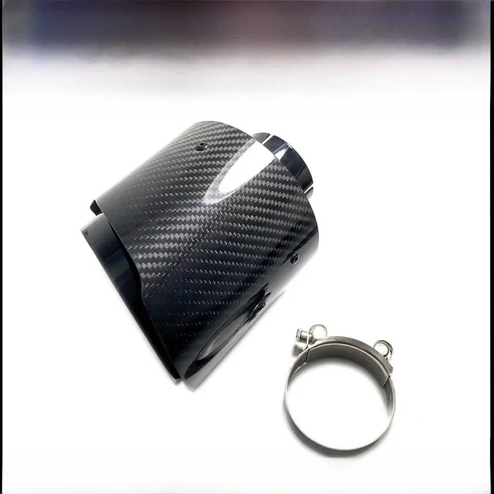 Błyszcząca rura wydechowa samochodowa uniwersalne układy wydechowe ze stali nierdzewnej wylot rury wydechowej 130MM do dysz Akrapovic końcówka tłumika — 2