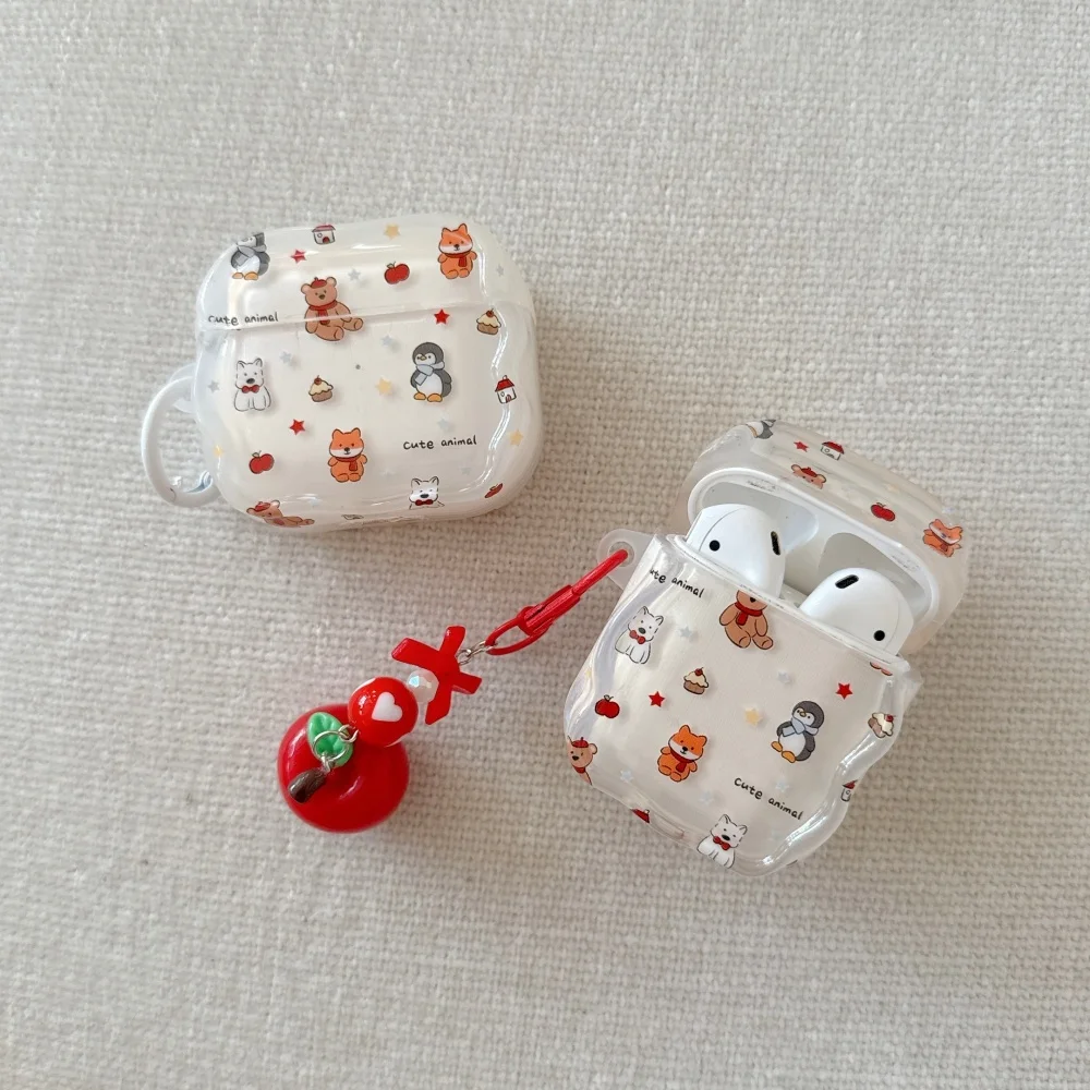 

Fashion simple cute cartoon animal headphone case for AirPro4 3 2 Pro 2 3Korean INS cute creative new shockproof protective case