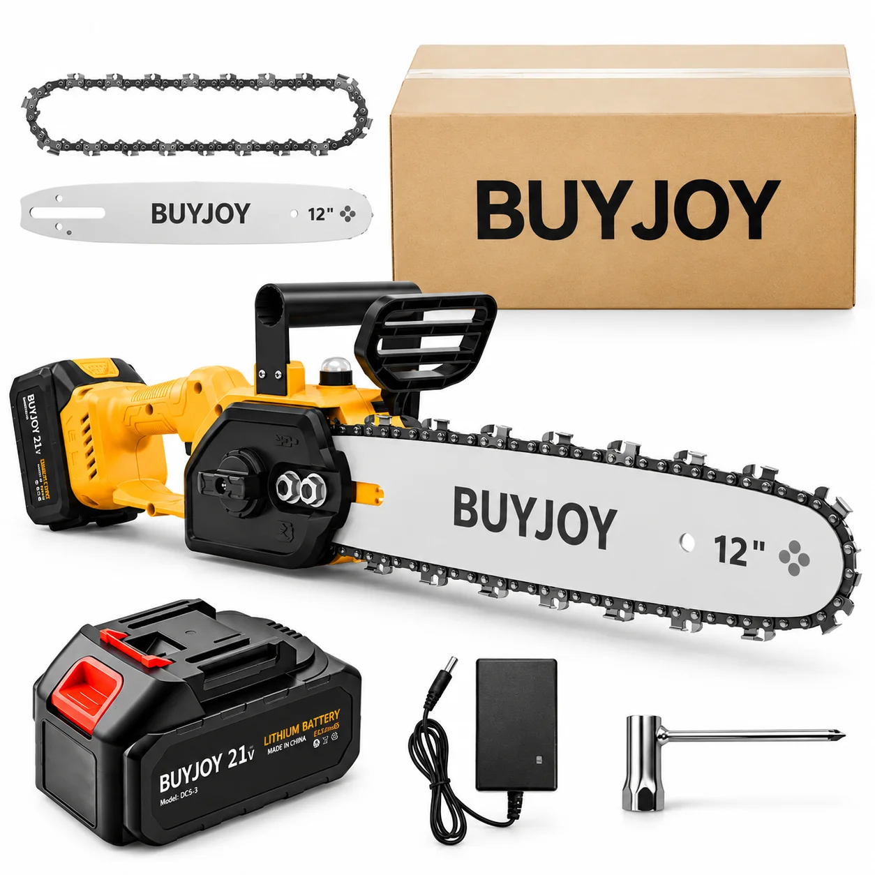 Electric Chainsaw Battery - BUYJOY 12'' Cordless Chainsaw 21V Electric