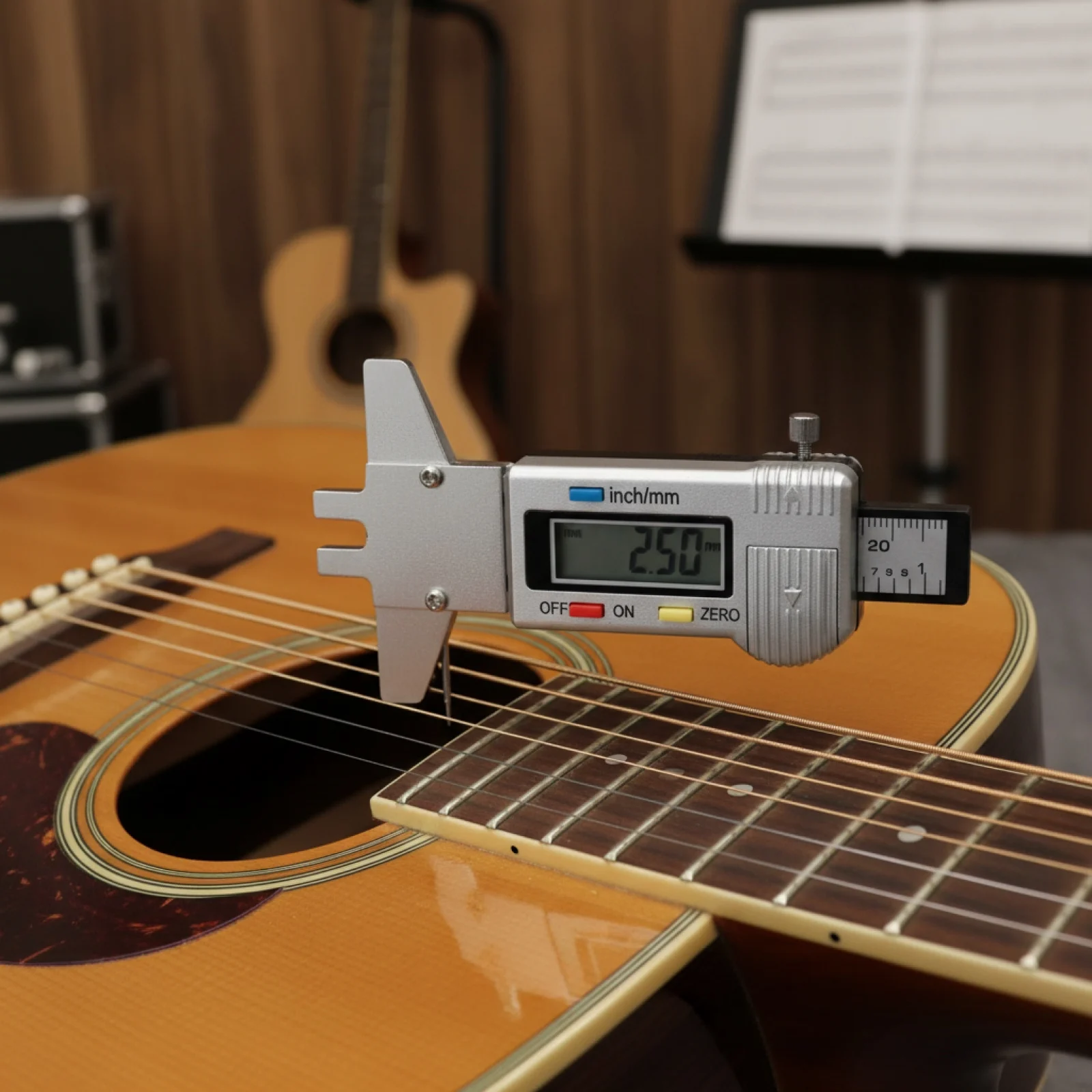 Portable Metal Guitar String Gauge Ruler String Height Measuring Ruler for Acoustic Classical Guitar Luthier Maintenance Tool