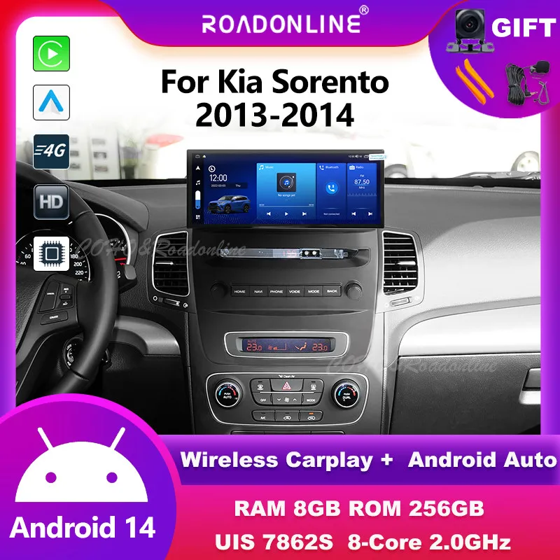

12.3 " For Kia Sorento 2013-2014 Android 14 8-Core 8G+256G Car Multimedia Player Stereo Receiver Radio android Carplay