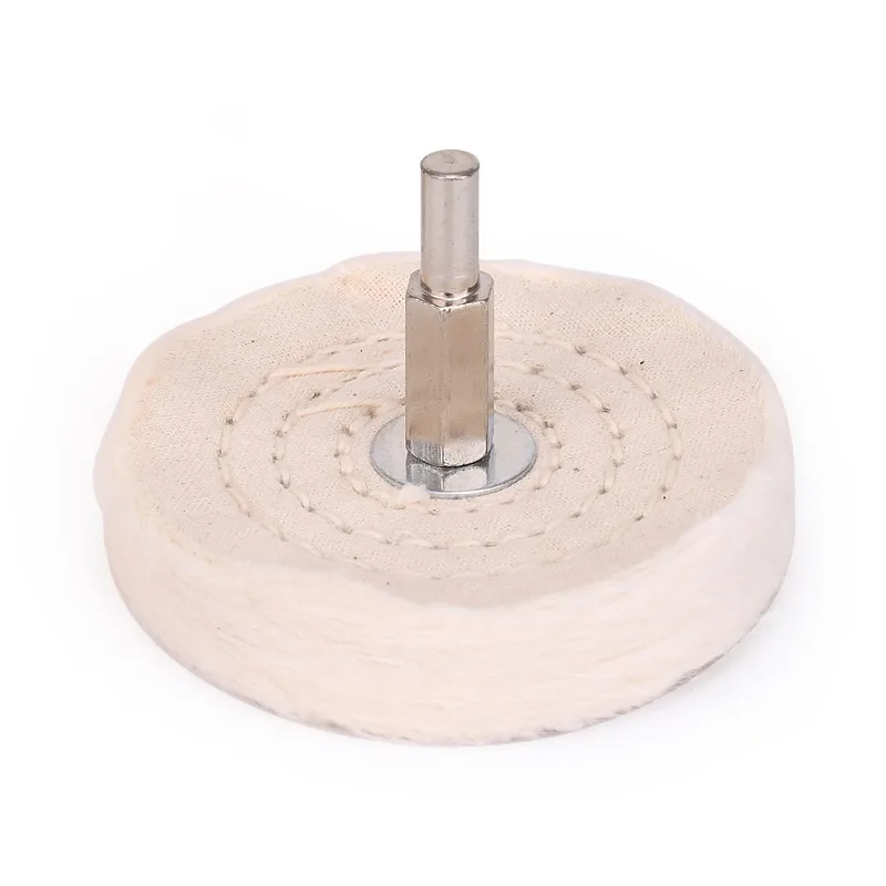 6mm Shank 40-100mm Mounted White Cloth Buffing Wheel Cotton Polishing Wheel 4-Type for Grinding Jewelry Wood Metal Abrasive Tool
