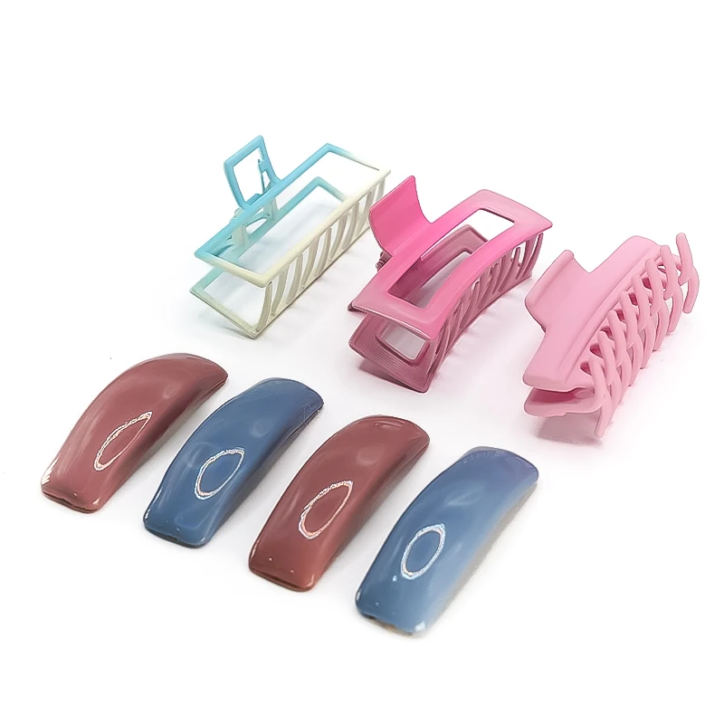 Pink square claw, colorful shiny laser BB clip, large rubber matte rectangular claw, creative contrasting color party festival d