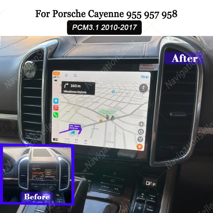 Estéreo Android Auto para Porsche Cayenne 955 957 958, Actualización de Radio Carplay, Pantalla Multimedia, Youtube, Spotify, Netflix, Bluetooth, Wifi