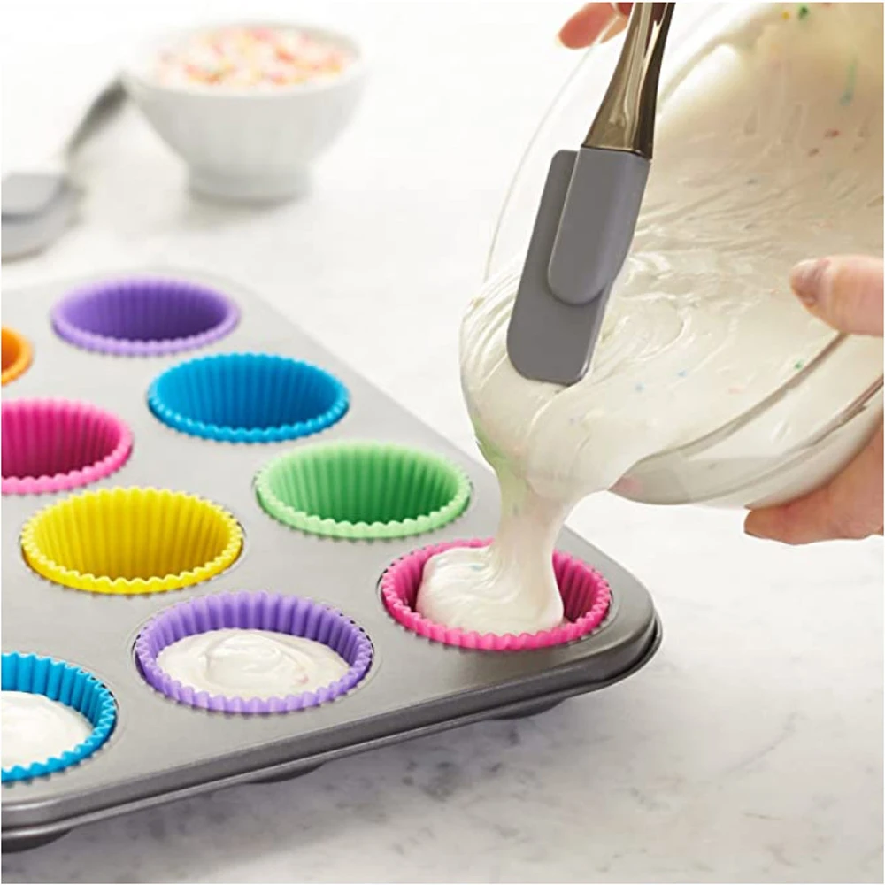 1/6/12/18/24pcs Silicone Cupcake Baking Cups Reusable Non-stickMuffin Cupcake Liners Holders Set For Party Halloween Christmas