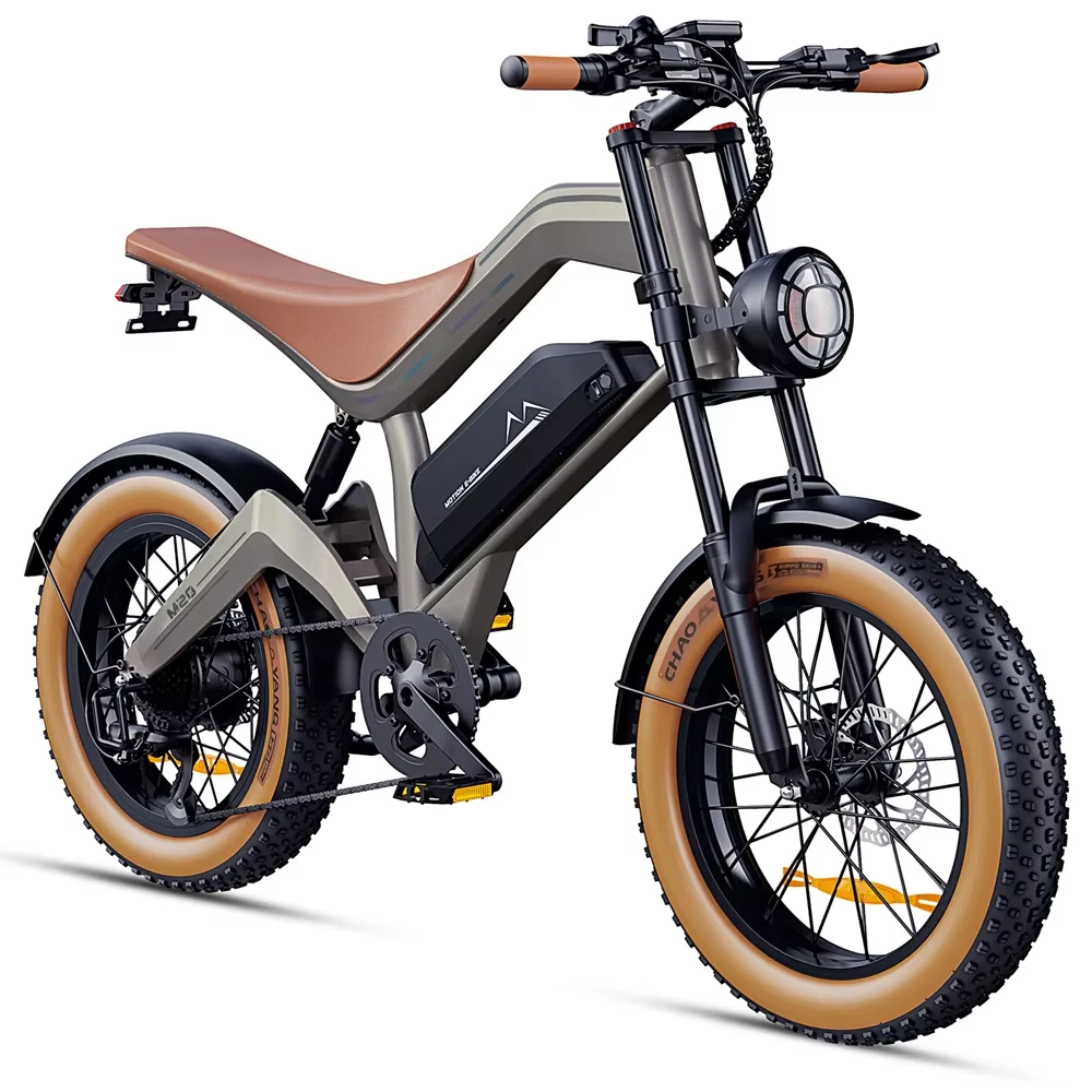 Vélo électrique DYU M20, moteur, batterie lithium 48 V 18,2 Ah, freins à disque doubles, 20x4 pouces, vélo électrique style fat bike pour adultes
